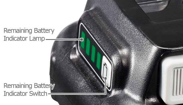Remaining battery indicator lamp / Remaining battery indicator switch