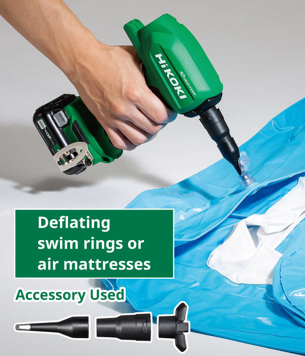 Deflating swim rings or air mattresses (Accessory Used)